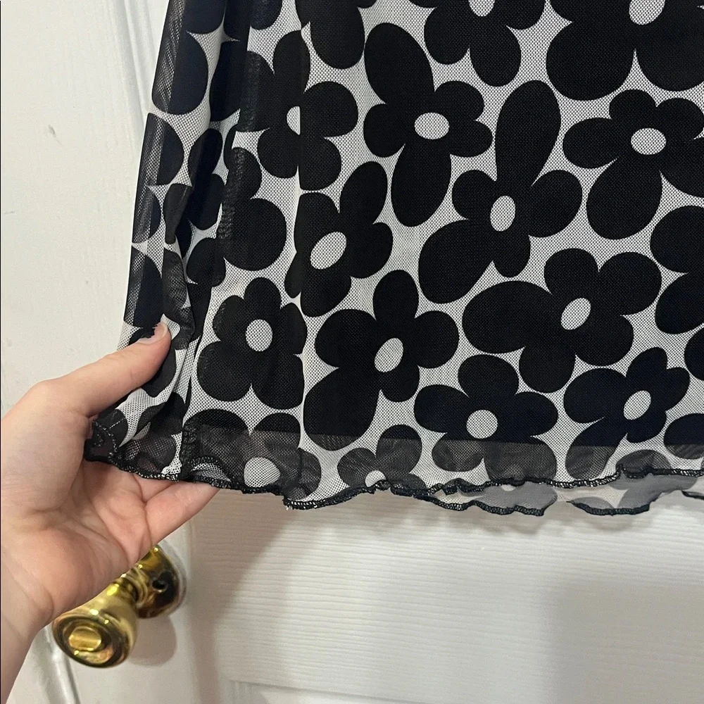 Divided Black and White Polka Dot Skirt - Picture 2 of 4